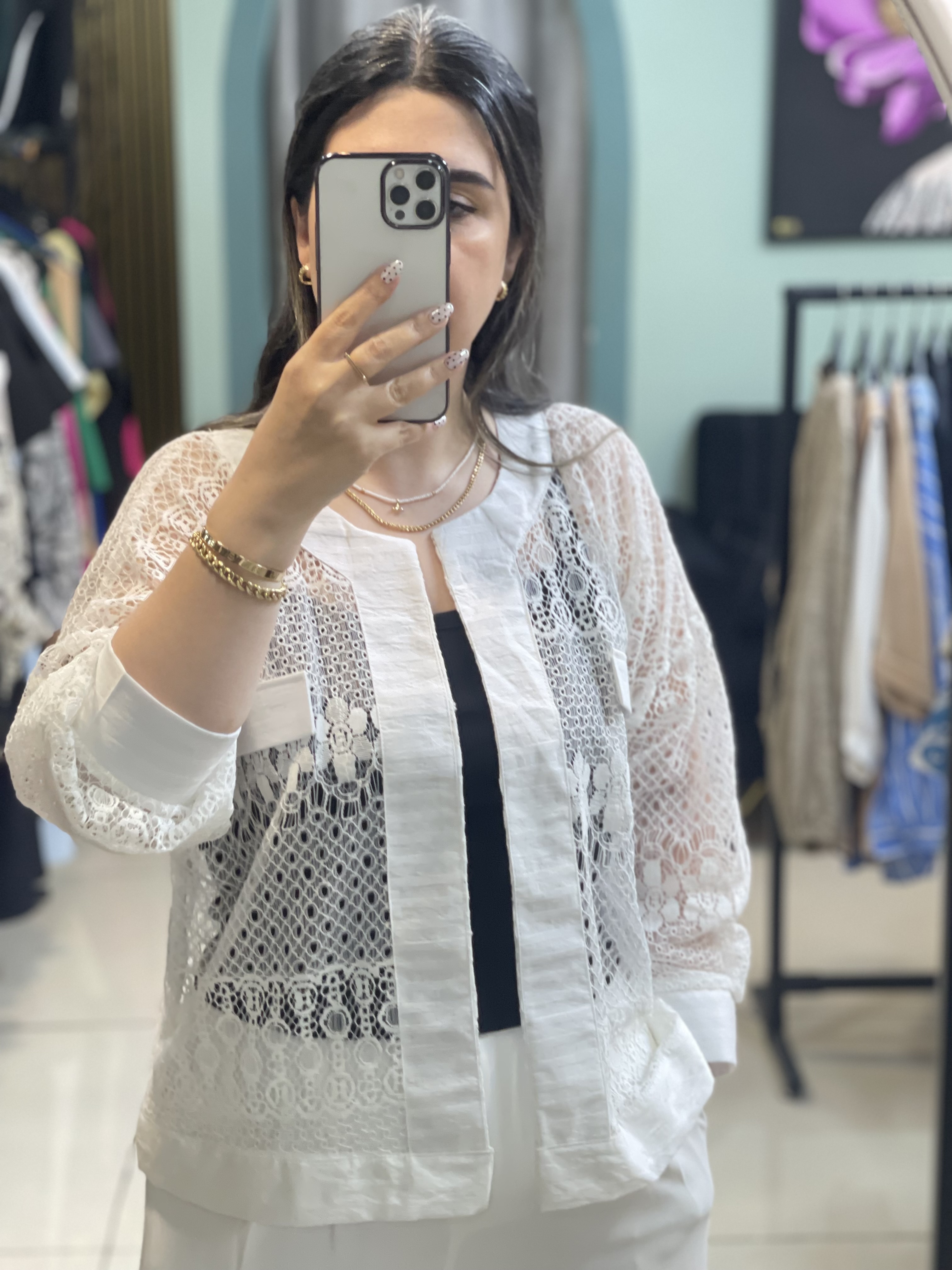 شومیز گیپور سفید زنانه /شومیز شیک تابستونی