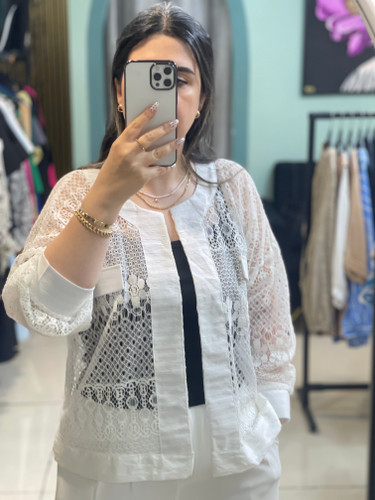 شومیز گیپور سفید زنانه /شومیز شیک تابستونی